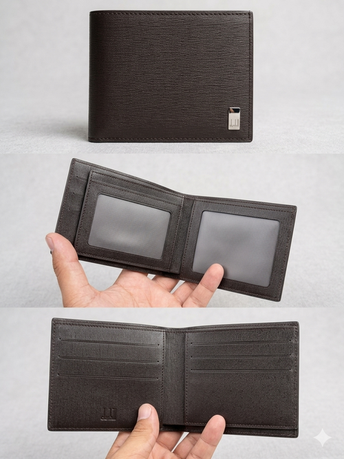 Authentic Alfred Dunhill Brown Leather Bifold Wallet - New