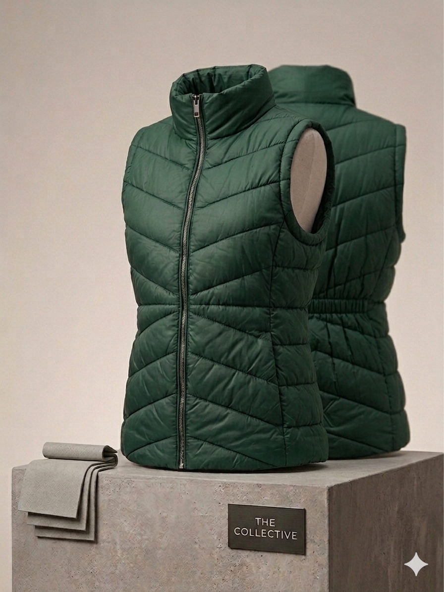 Calvin Klein Women’s Quilted Chevron Puffer Vest – Hunter Green