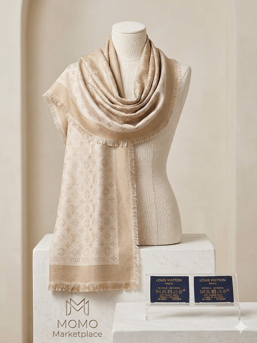 Louis Vuitton Classic Monogram Shawl – Neutral Beige Wrap
