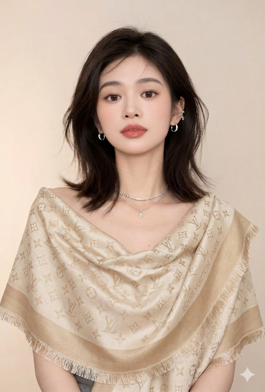 Louis Vuitton Classic Monogram Shawl – Neutral Beige Wrap